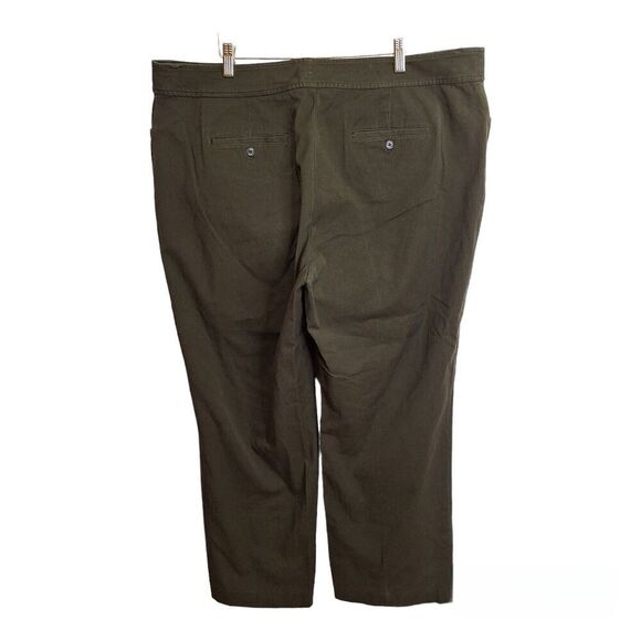 Chaps Womens Size 20W Olive Green Straight Wide Leg Pants Classic Pockets Casual - Picture 2 of 11